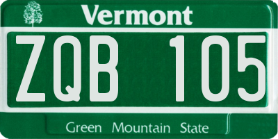 VT license plate ZQB105