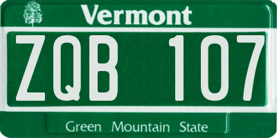 VT license plate ZQB107