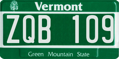 VT license plate ZQB109