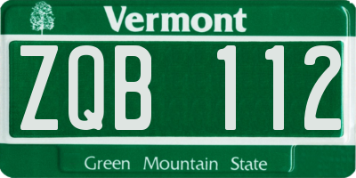 VT license plate ZQB112