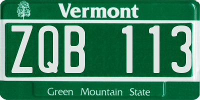 VT license plate ZQB113