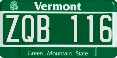 VT license plate ZQB116