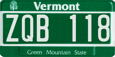 VT license plate ZQB118