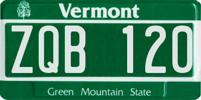 VT license plate ZQB120