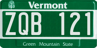 VT license plate ZQB121