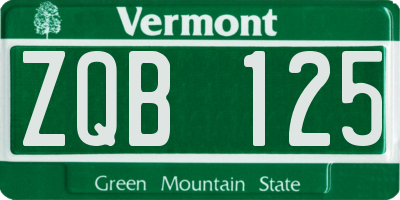 VT license plate ZQB125