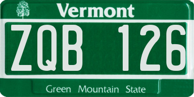 VT license plate ZQB126