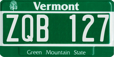 VT license plate ZQB127