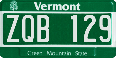 VT license plate ZQB129