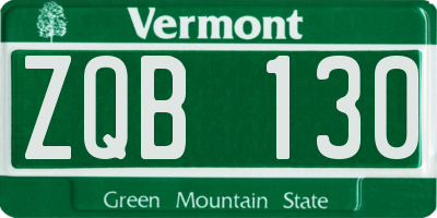 VT license plate ZQB130