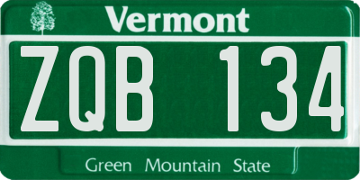 VT license plate ZQB134