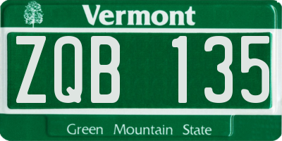 VT license plate ZQB135