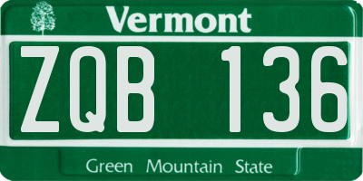 VT license plate ZQB136