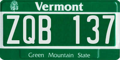 VT license plate ZQB137