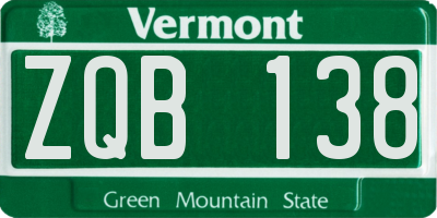 VT license plate ZQB138