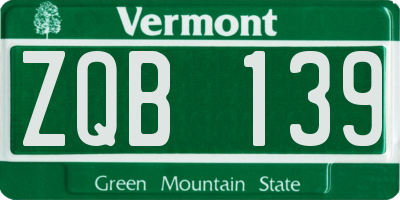 VT license plate ZQB139