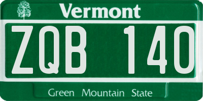 VT license plate ZQB140