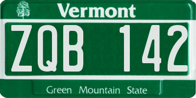 VT license plate ZQB142
