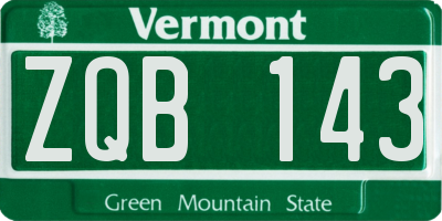 VT license plate ZQB143