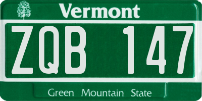 VT license plate ZQB147