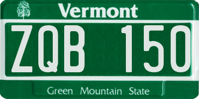 VT license plate ZQB150