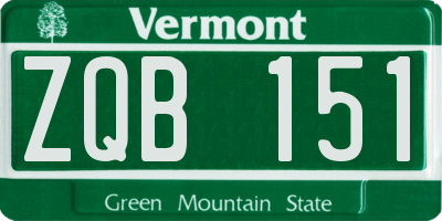 VT license plate ZQB151