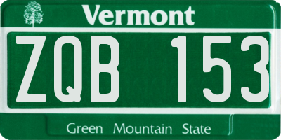 VT license plate ZQB153
