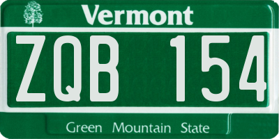 VT license plate ZQB154
