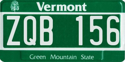 VT license plate ZQB156
