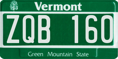VT license plate ZQB160