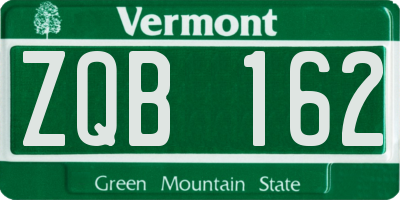 VT license plate ZQB162