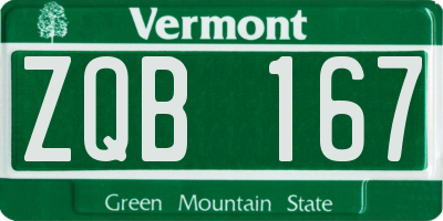 VT license plate ZQB167