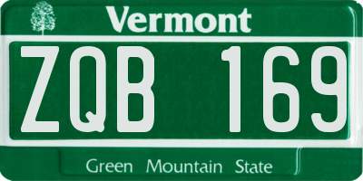 VT license plate ZQB169