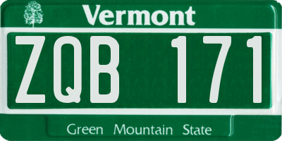 VT license plate ZQB171