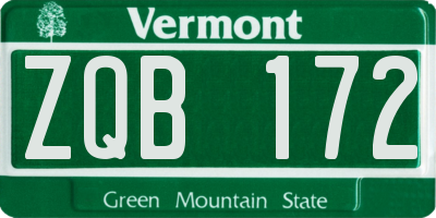 VT license plate ZQB172