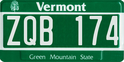 VT license plate ZQB174