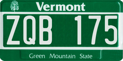 VT license plate ZQB175