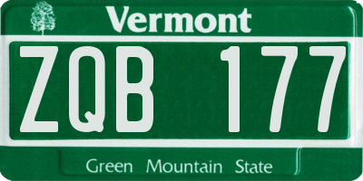 VT license plate ZQB177
