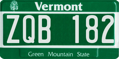 VT license plate ZQB182