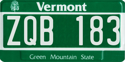 VT license plate ZQB183