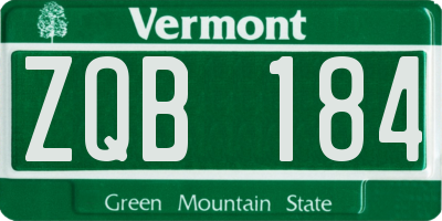 VT license plate ZQB184