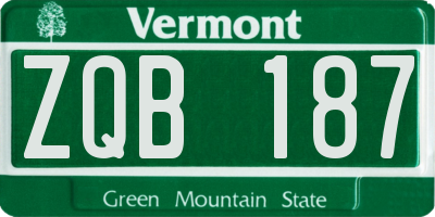 VT license plate ZQB187