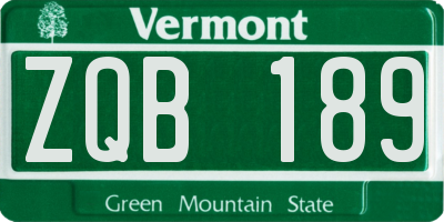 VT license plate ZQB189