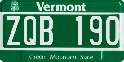 VT license plate ZQB190