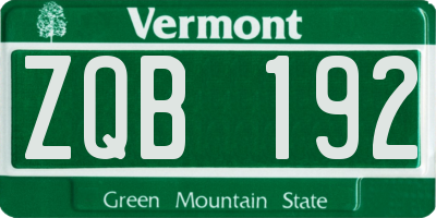 VT license plate ZQB192