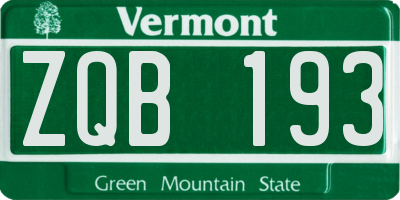 VT license plate ZQB193