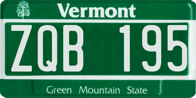 VT license plate ZQB195