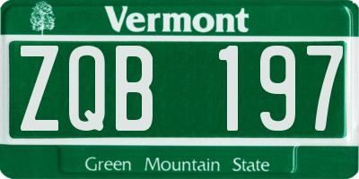 VT license plate ZQB197