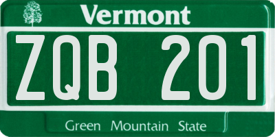 VT license plate ZQB201