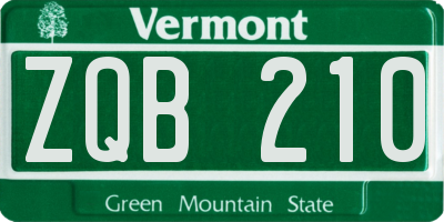 VT license plate ZQB210